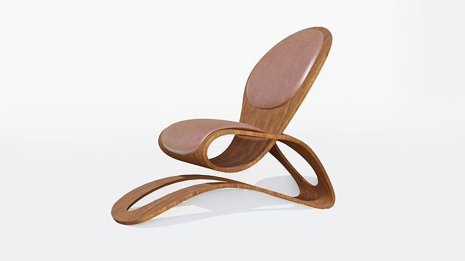 Wood chair Low-poly 3D model