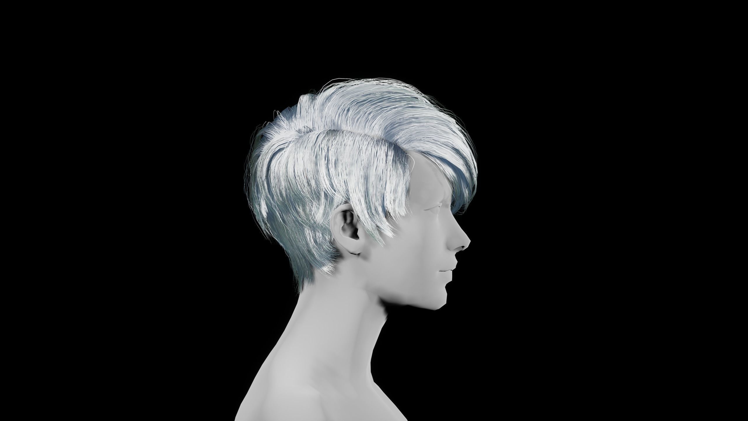 3D model Hairstyle PBR 16560Tris Rigging Skinning VR / AR / low-poly ...