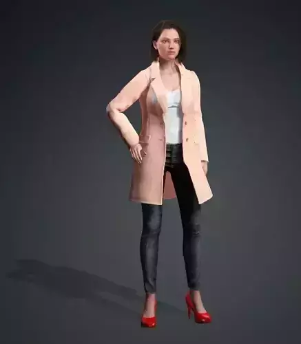 A female model woman in coat
