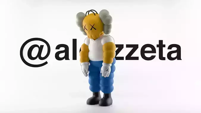 Kaws Homer Simpson What Party Textured Low-poly 3D model