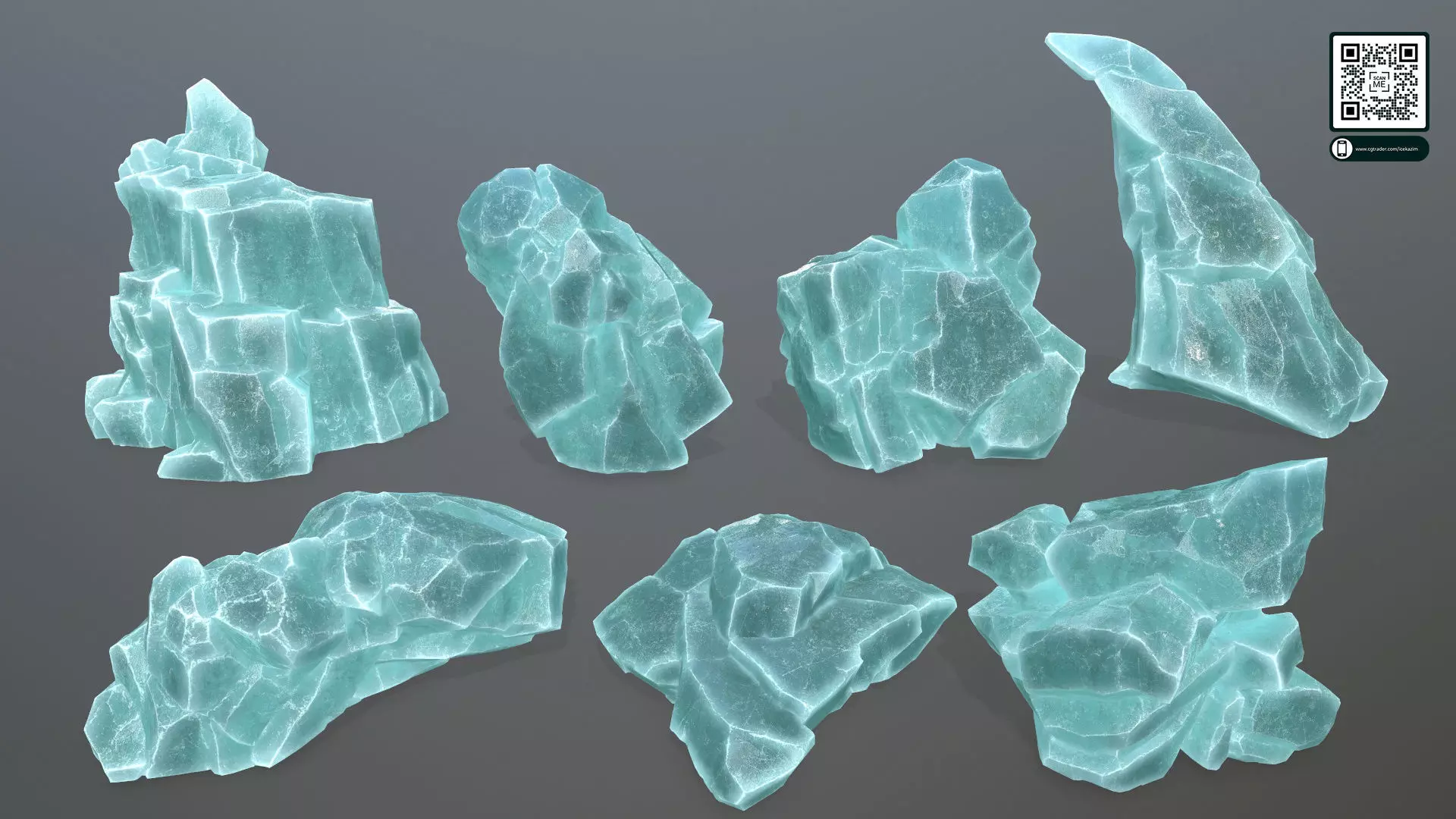 ice rocks Low-poly 3D model_0