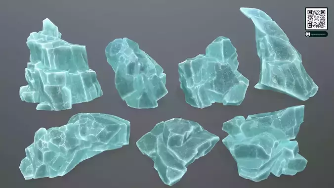 ice rocks Low-poly 3D model ice rocks Low-poly 3D model