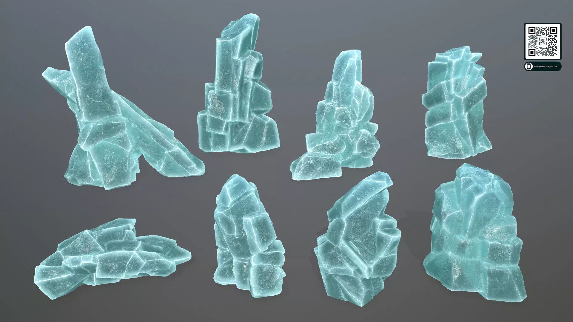 ice rocks Low-poly 3D model_0