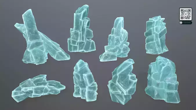 ice rocks Low-poly 3D model ice rocks Low-poly 3D model