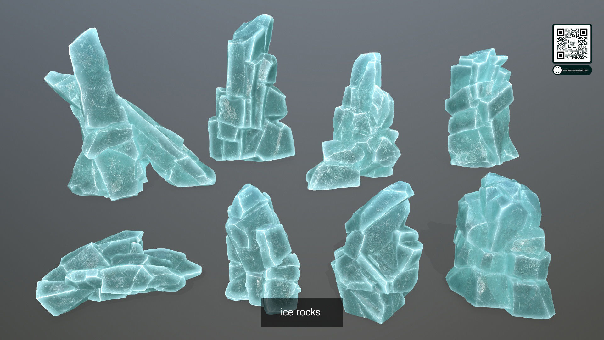 ice rocks set 3D Model Collection_3