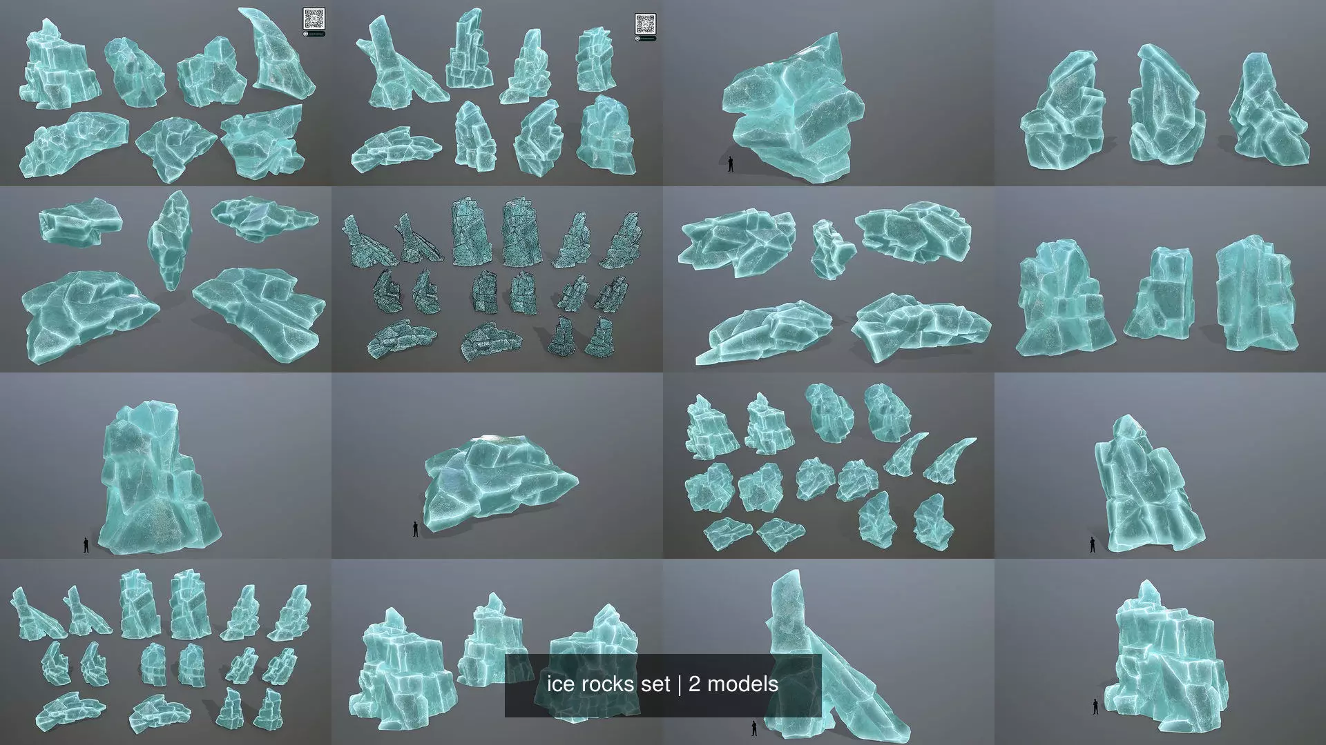 ice rocks set 3D Model Collection_1