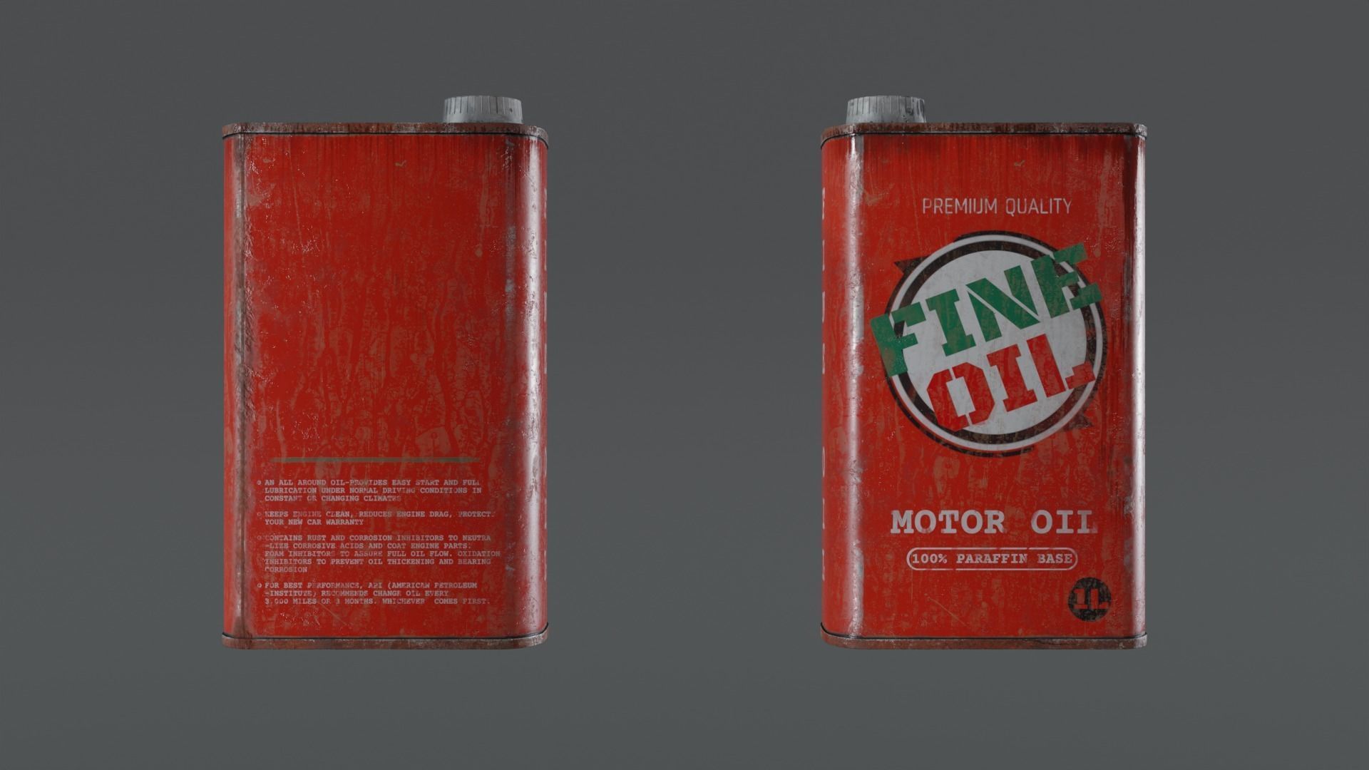 Motor Oil Can - 3 Variants New-Old-Aged and Rusted  Low-poly 3D model_3