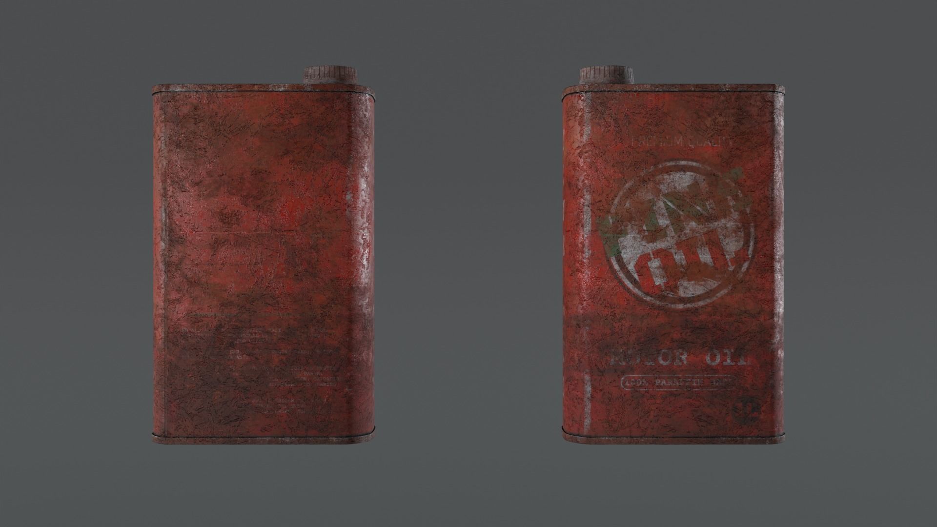 Motor Oil Can - 3 Variants New-Old-Aged and Rusted  Low-poly 3D model_4