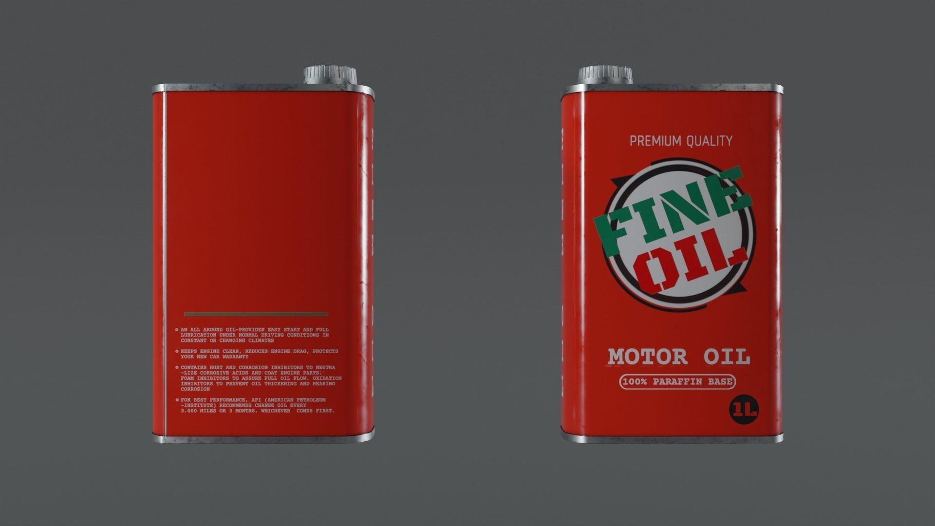 Motor Oil Can - 3 Variants New-Old-Aged and Rusted  Low-poly 3D model_2