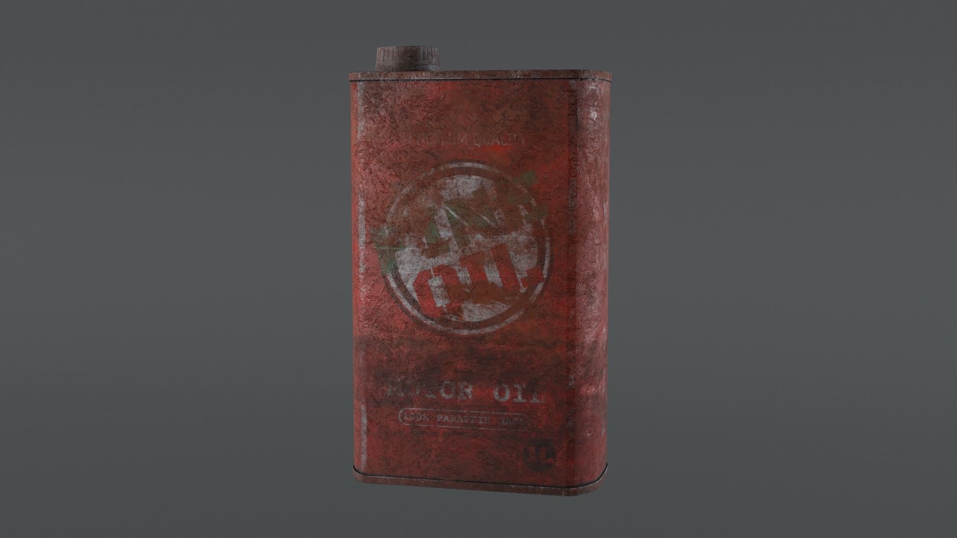 Motor Oil Can - 3 Variants New-Old-Aged and Rusted  Low-poly 3D model_12