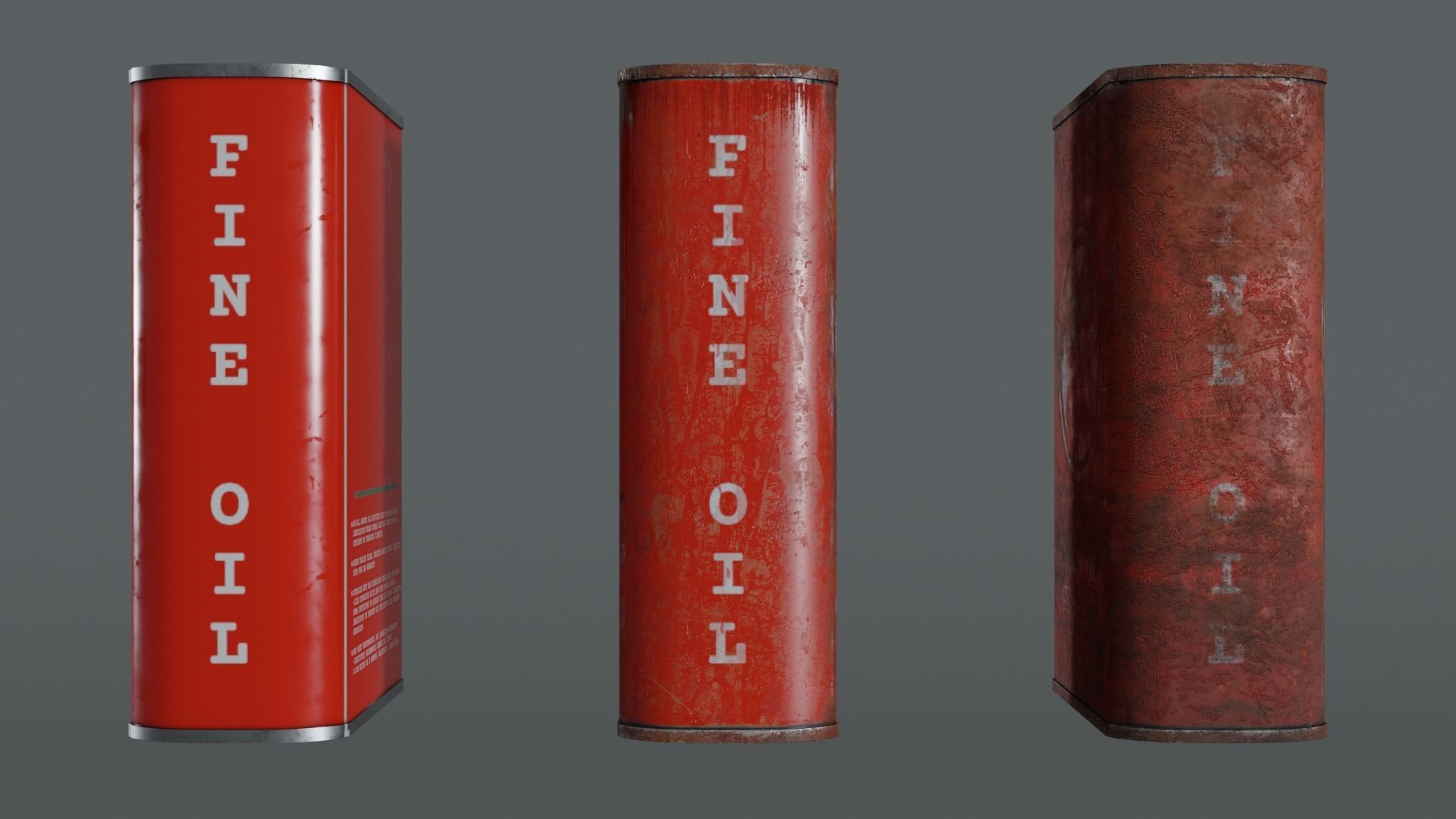 Motor Oil Can - 3 Variants New-Old-Aged and Rusted  Low-poly 3D model_35