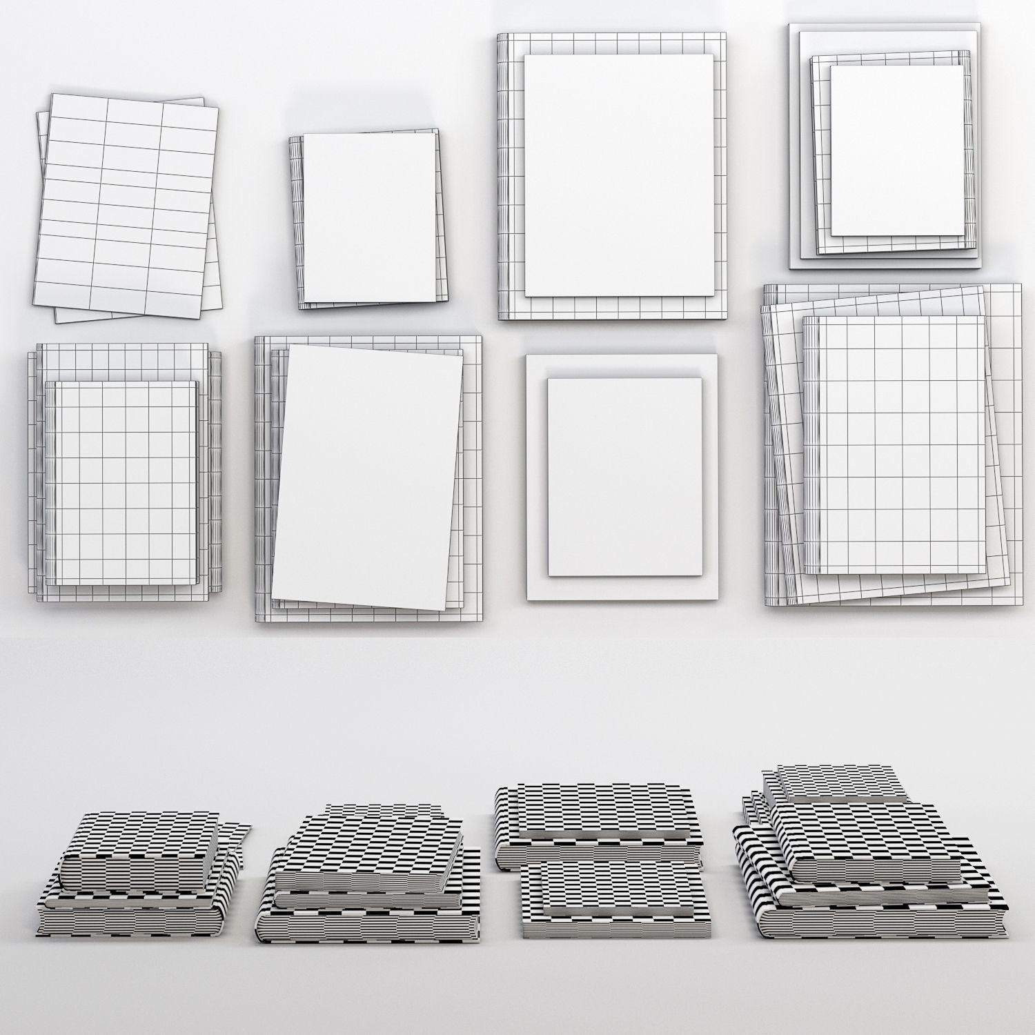 Book Stack Set 3D model_2