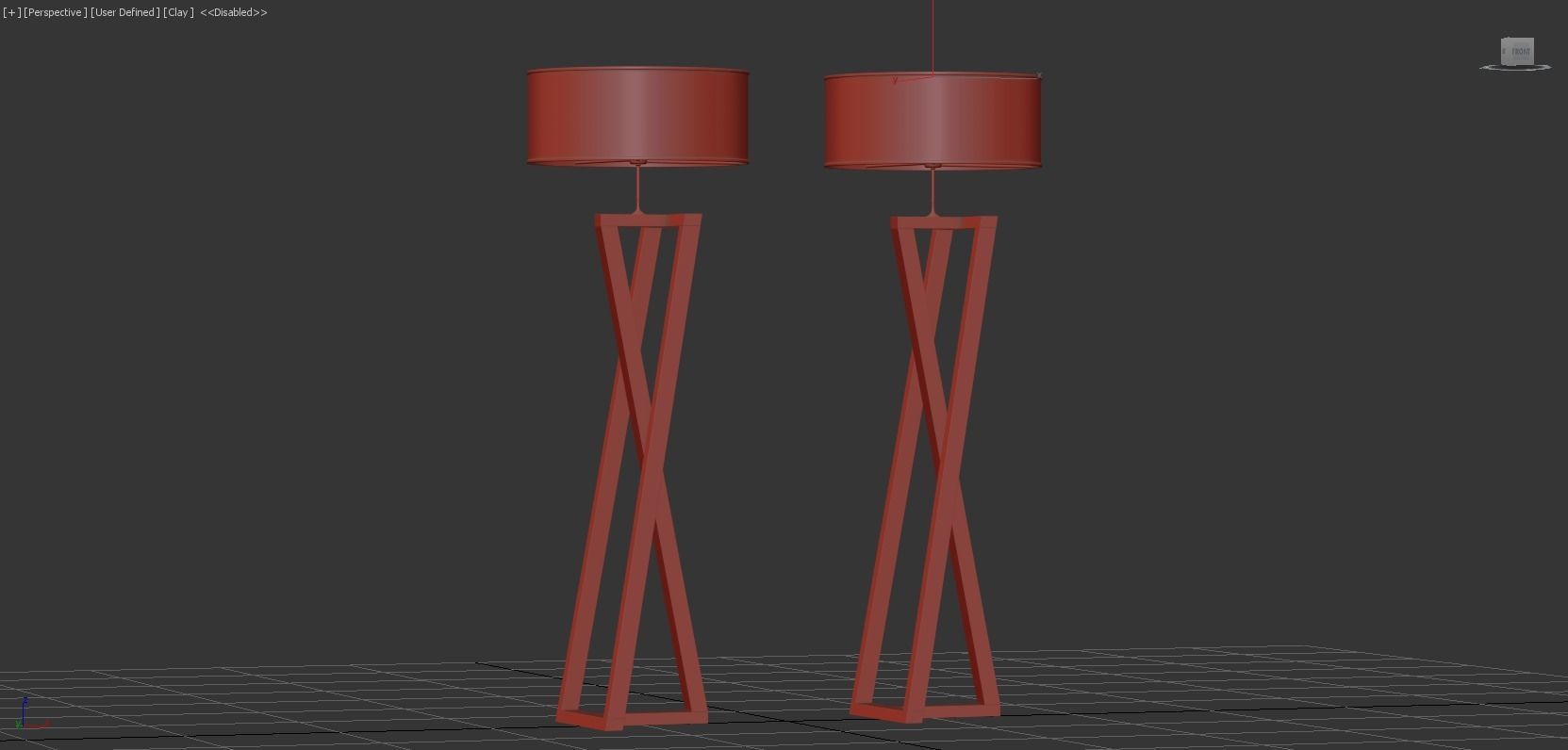 Floor Lamp Black And White Wood 3D model_4