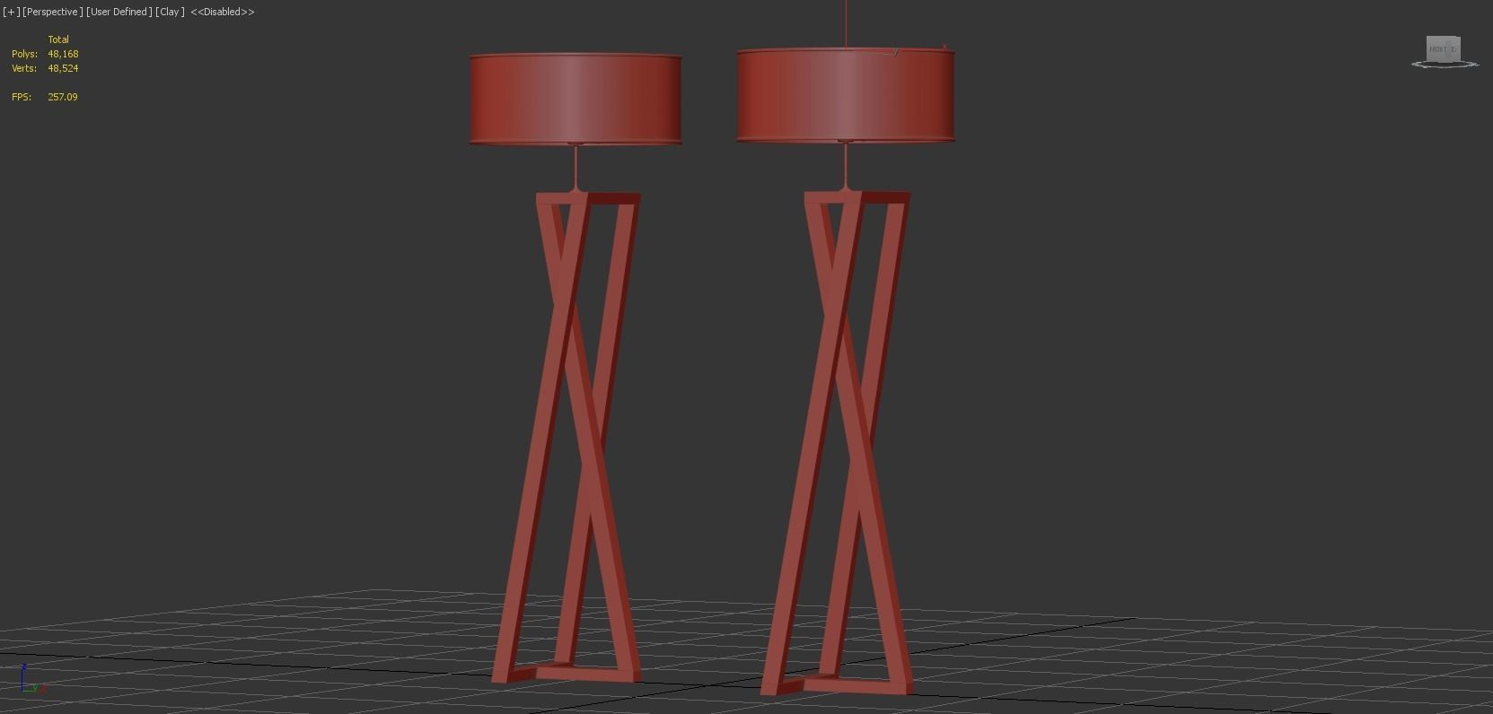 Floor Lamp Black And White Wood 3D model_5