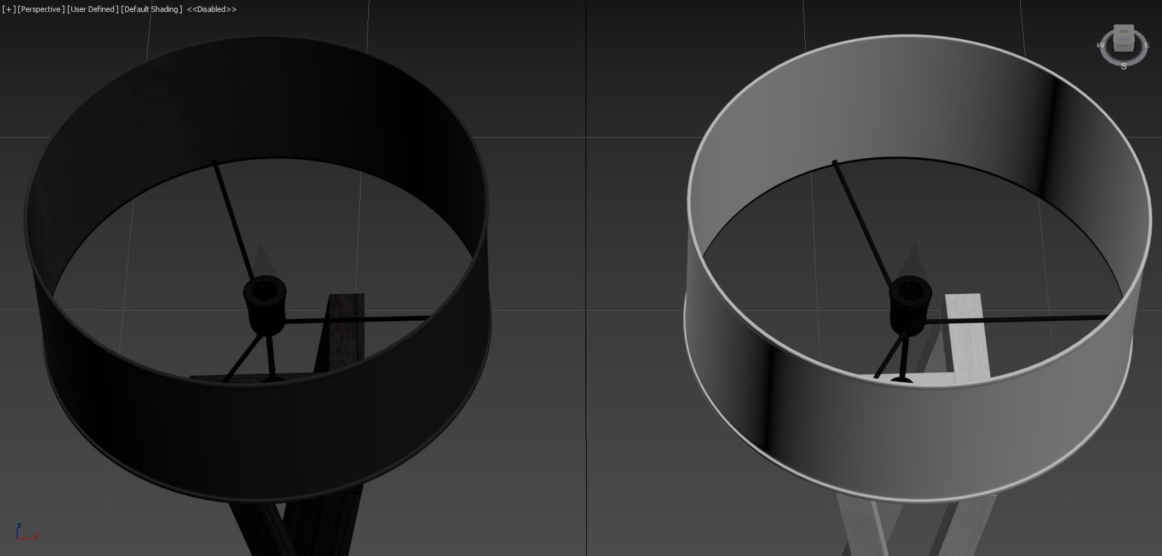 Floor Lamp Black And White Wood 3D model_3