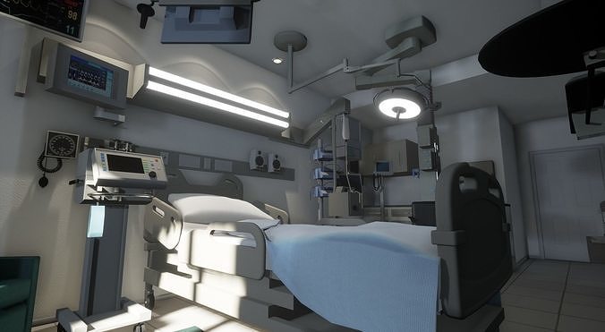 Hospital Recovery Room Low-poly 3D model