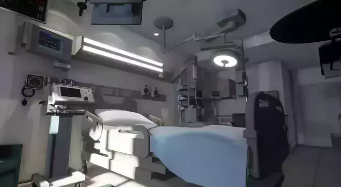 Hospital Recovery Room Low-poly 3D model