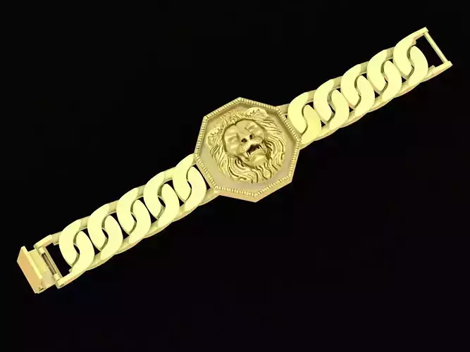 Luxury Lion Head Cuban Chain Bracelet for Men  3565