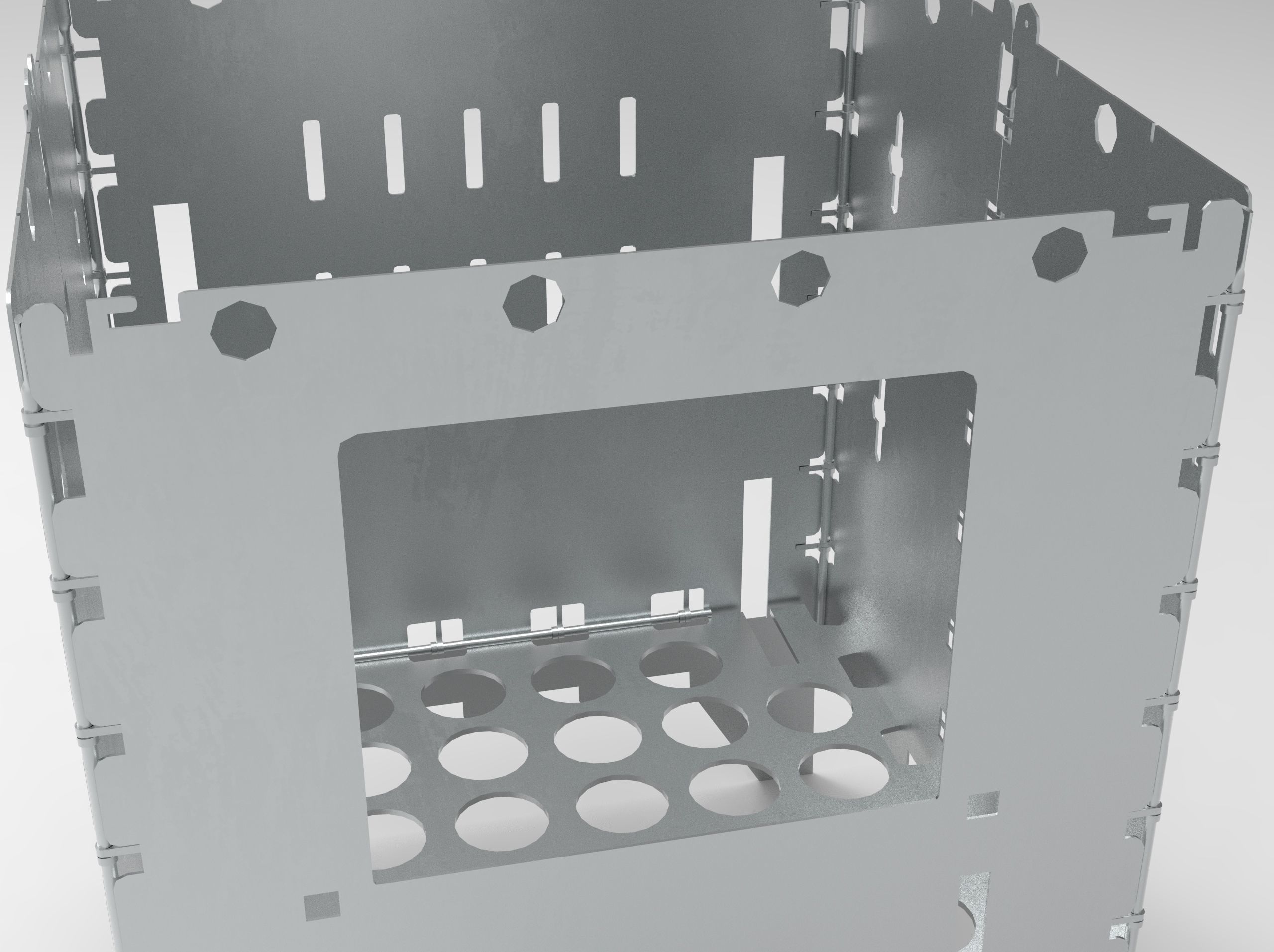 Cooker Bush Cut Barbecue Box 3D Model VR AR  Low-poly 3D model_5