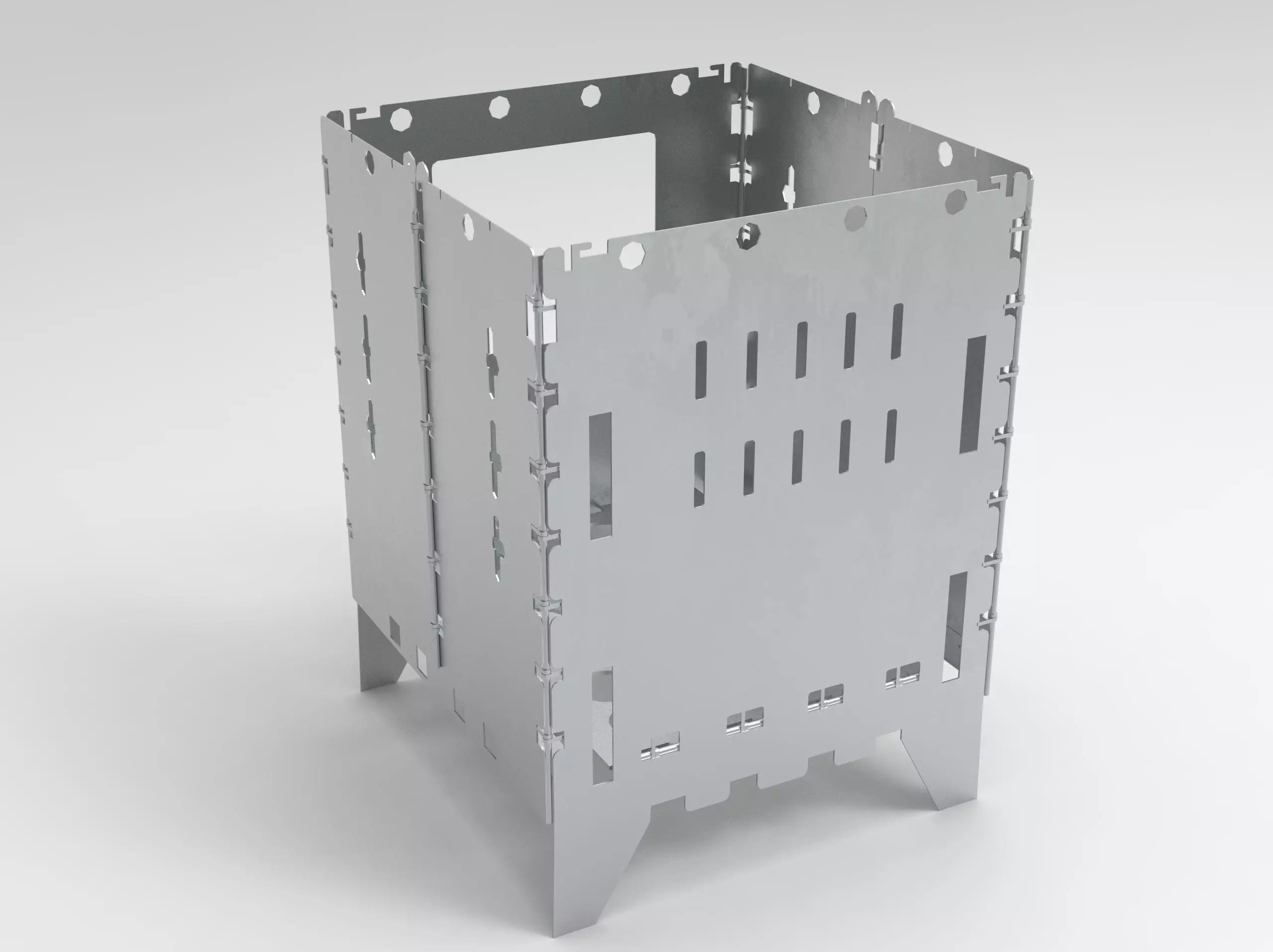 Cooker Bush Cut Barbecue Box 3D Model VR AR  Low-poly 3D model_0