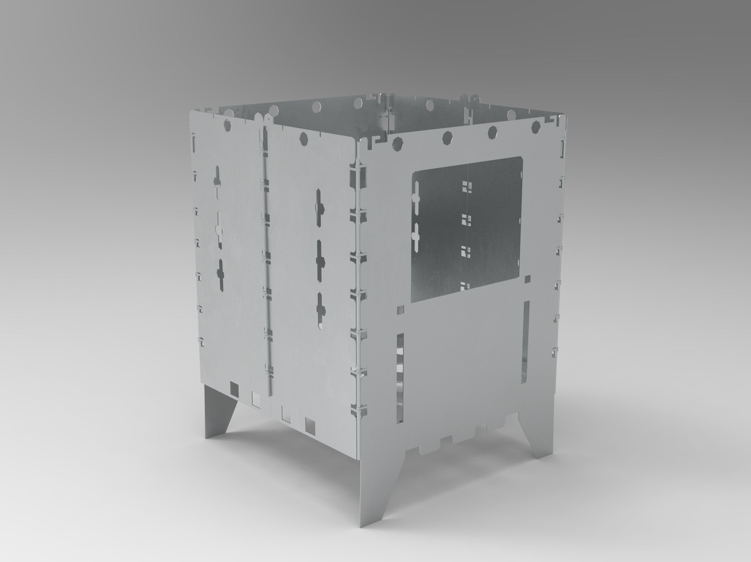 Cooker Bush Cut Barbecue Box 3D Model VR AR  Low-poly 3D model_6