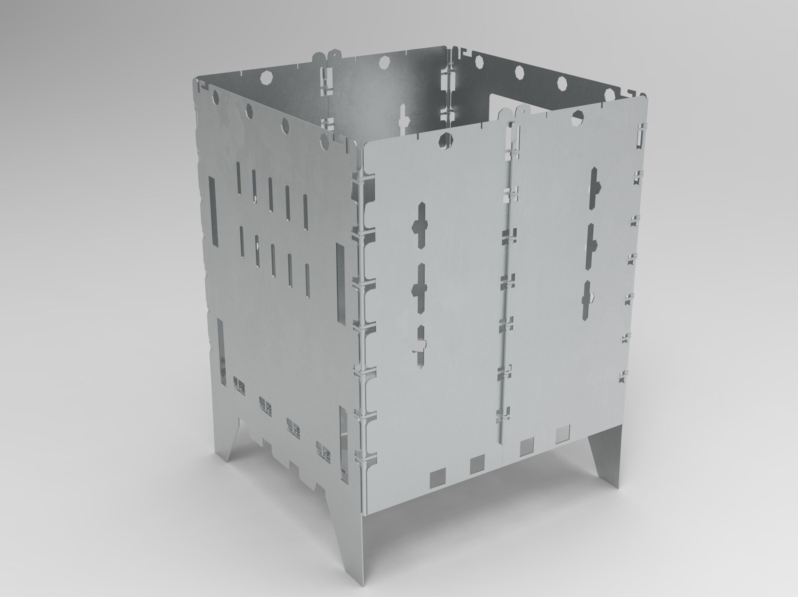 Cooker Bush Cut Barbecue Box 3D Model VR AR  Low-poly 3D model_3