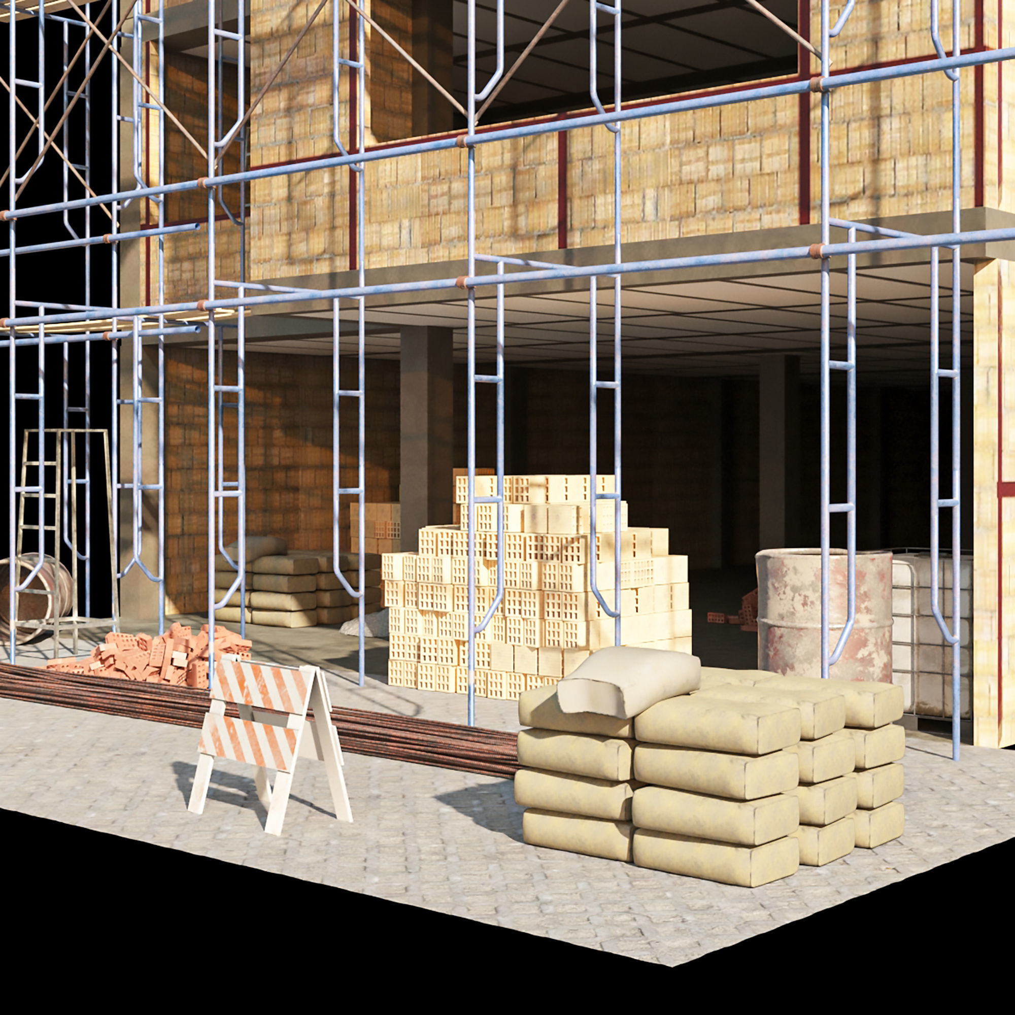 Modular Construction Site Full Bundle  Low-poly 3D model_10