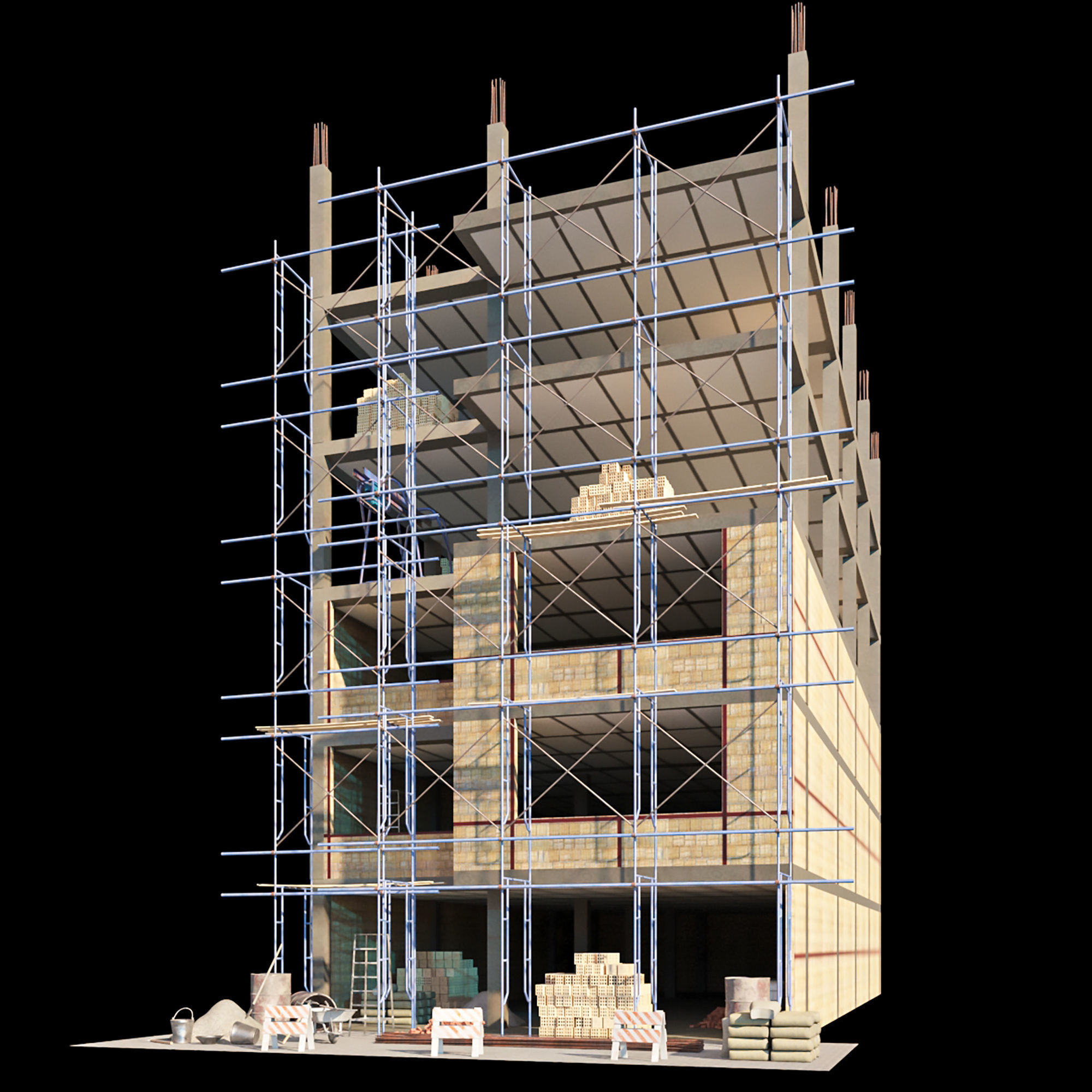 Modular Construction Site Full Bundle  Low-poly 3D model_2