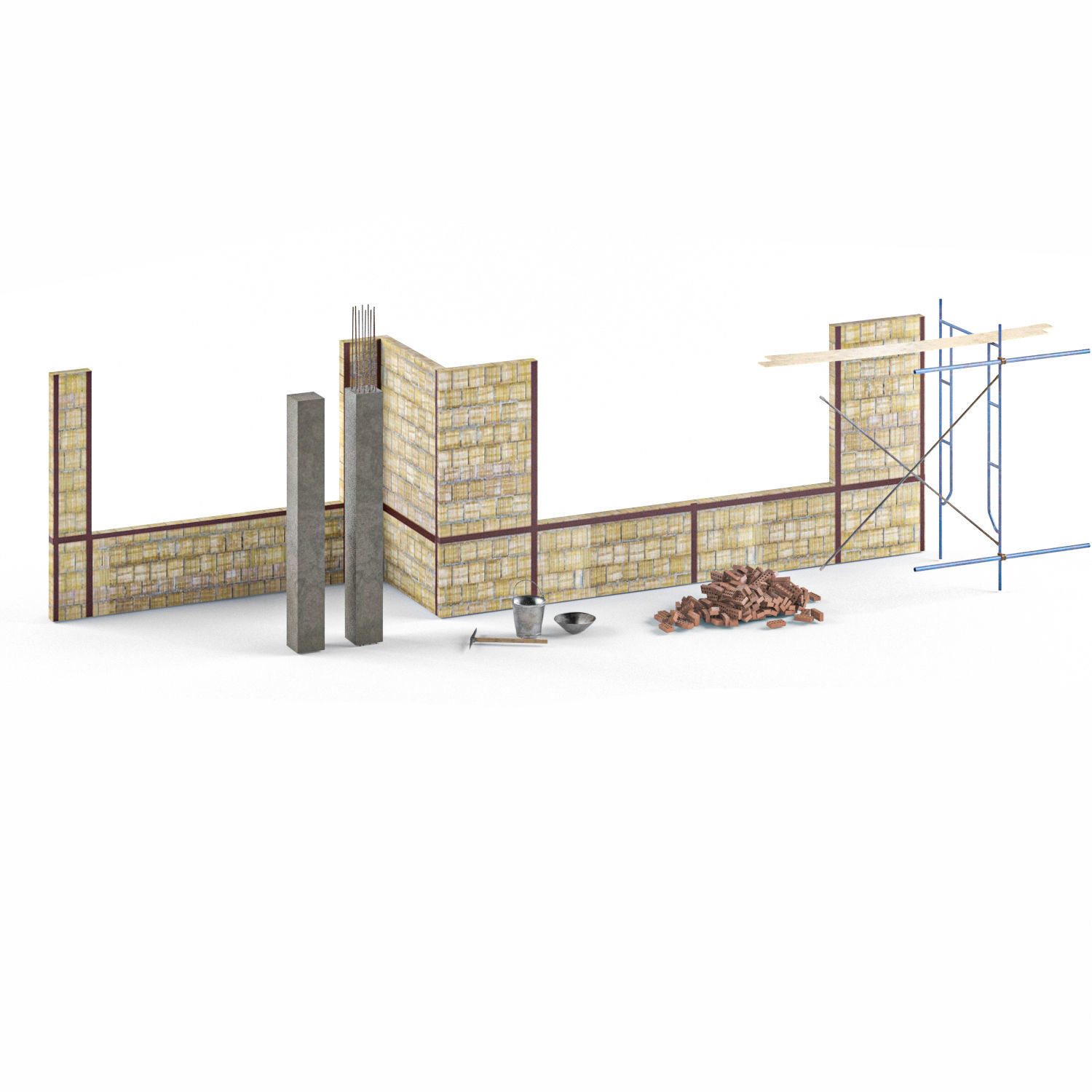 Modular Construction Site Full Bundle  Low-poly 3D model_13