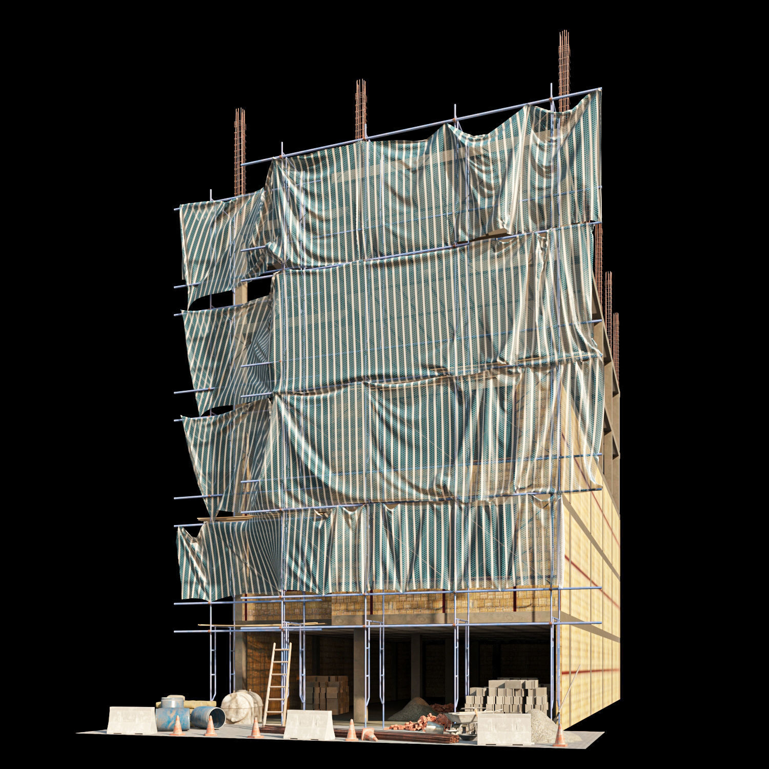 Modular Construction Site Full Bundle  Low-poly 3D model_9