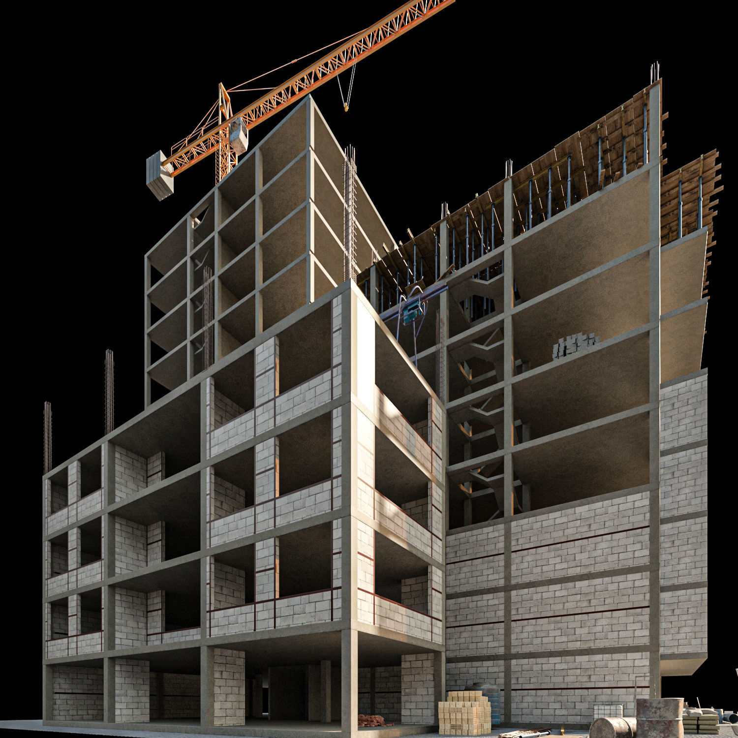 Modular Construction Site Full Bundle  Low-poly 3D model_7