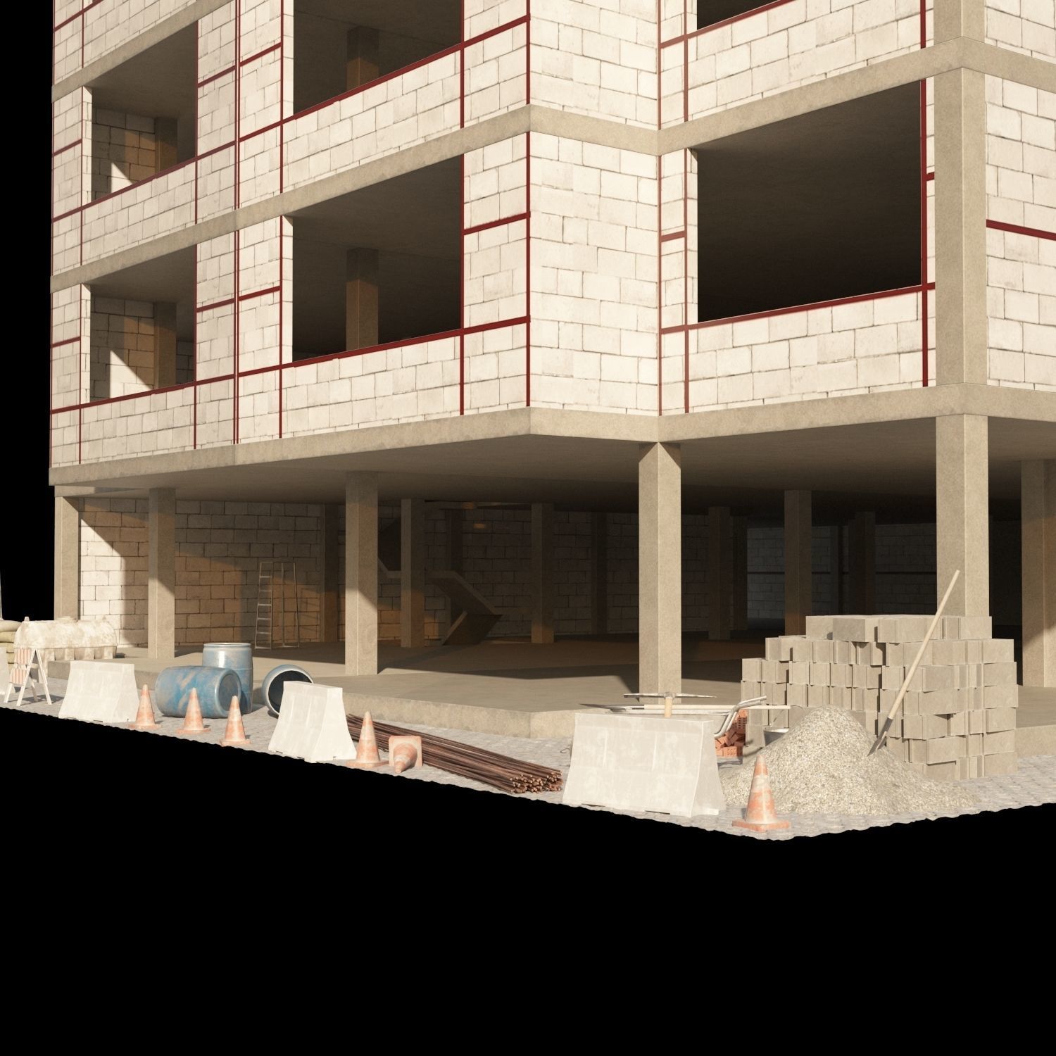 Modular Construction Site Full Bundle  Low-poly 3D model_17
