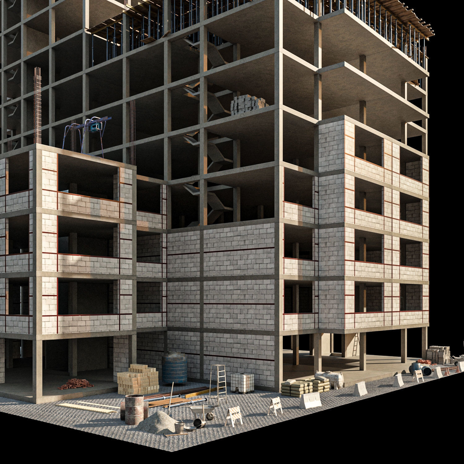 Modular Construction Site Full Bundle  Low-poly 3D model_21