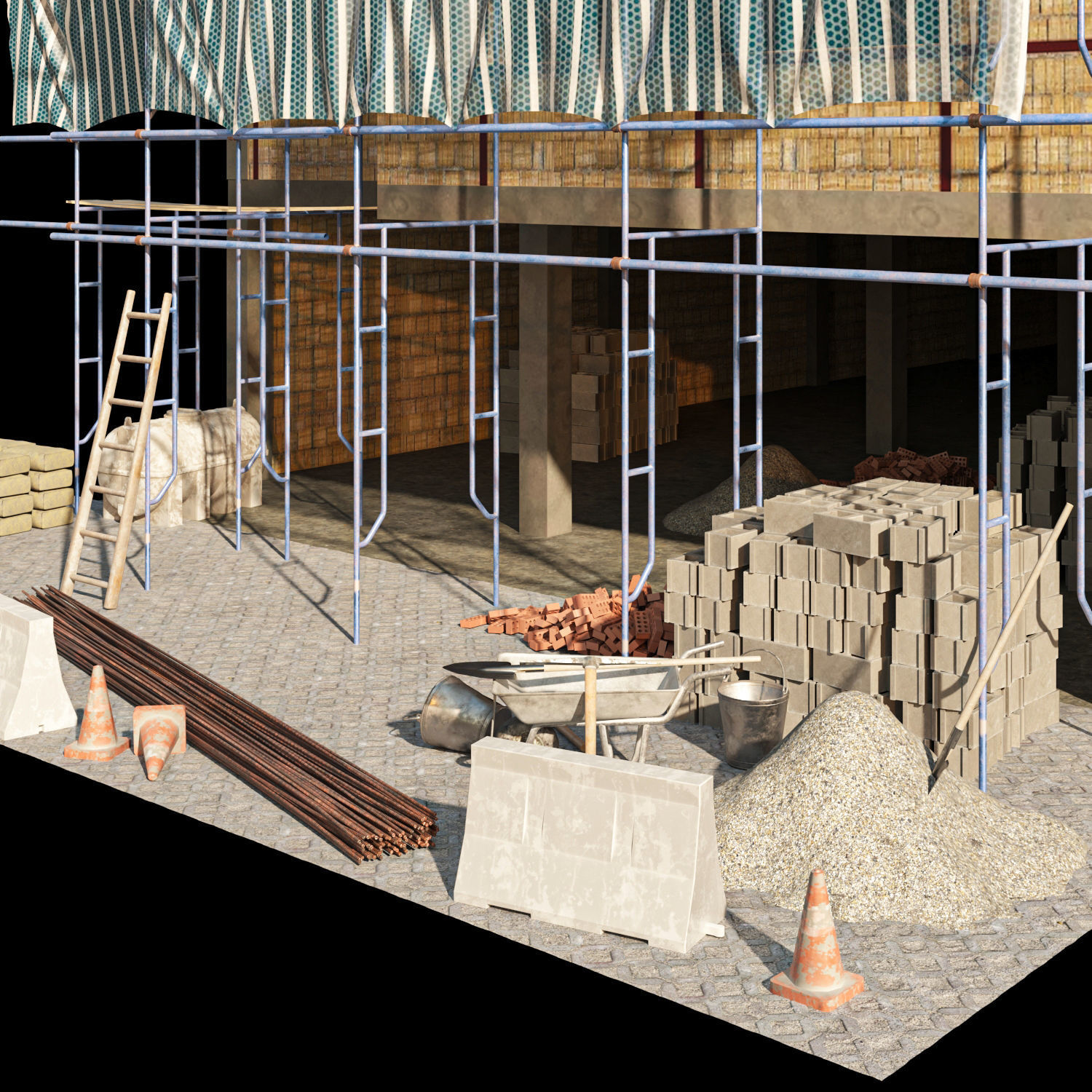 Modular Construction Site Full Bundle  Low-poly 3D model_16