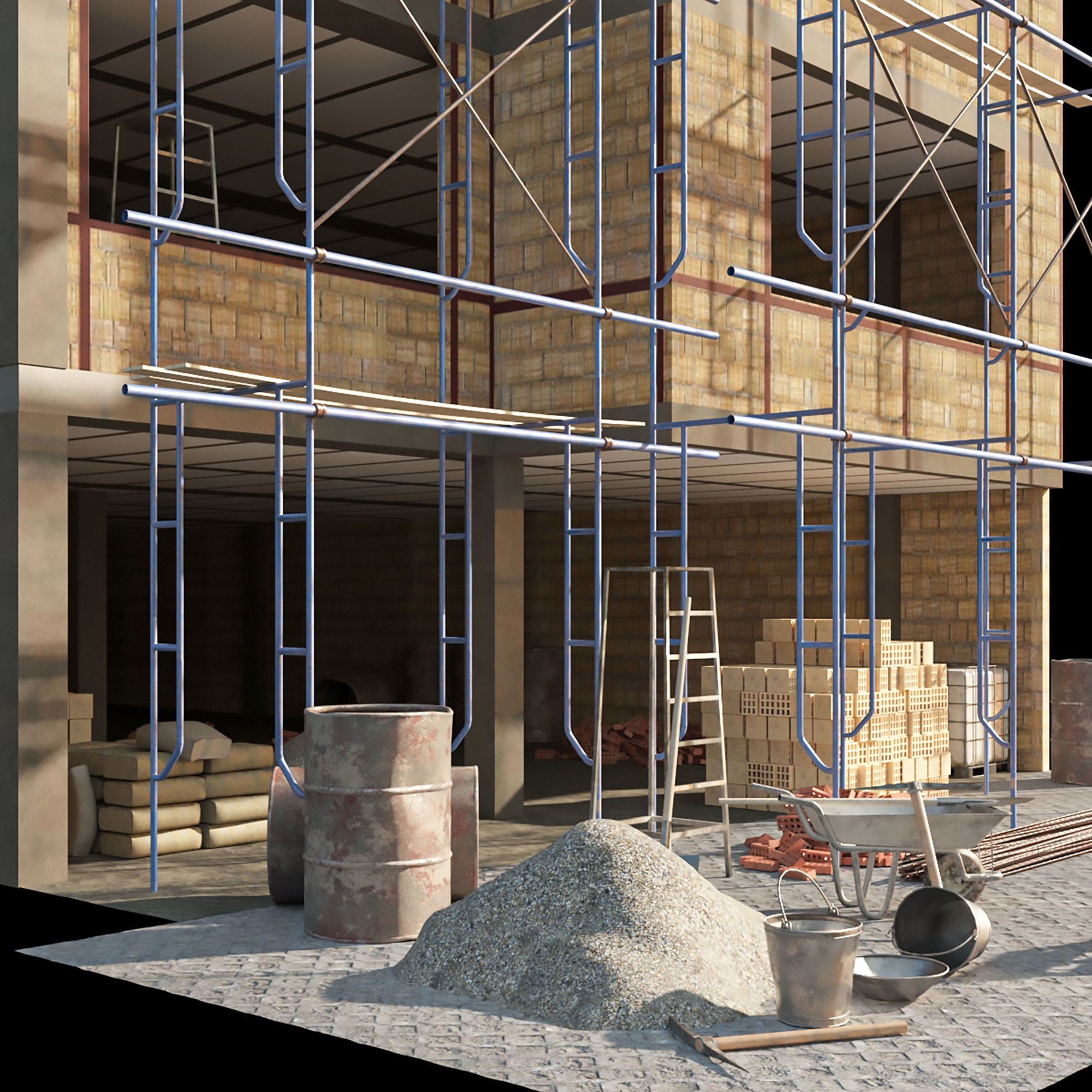 Modular Construction Site Full Bundle  Low-poly 3D model_11