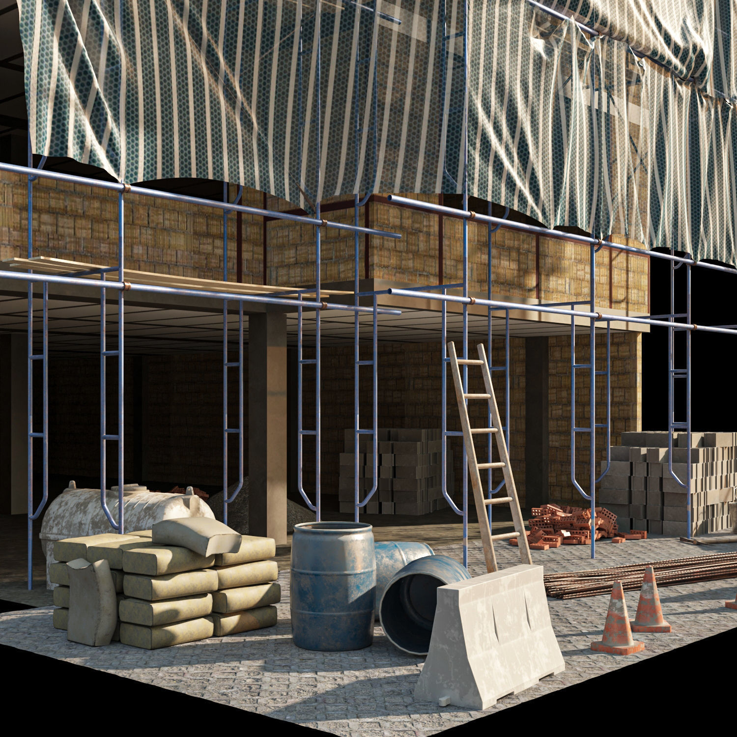 Modular Construction Site Full Bundle  Low-poly 3D model_15
