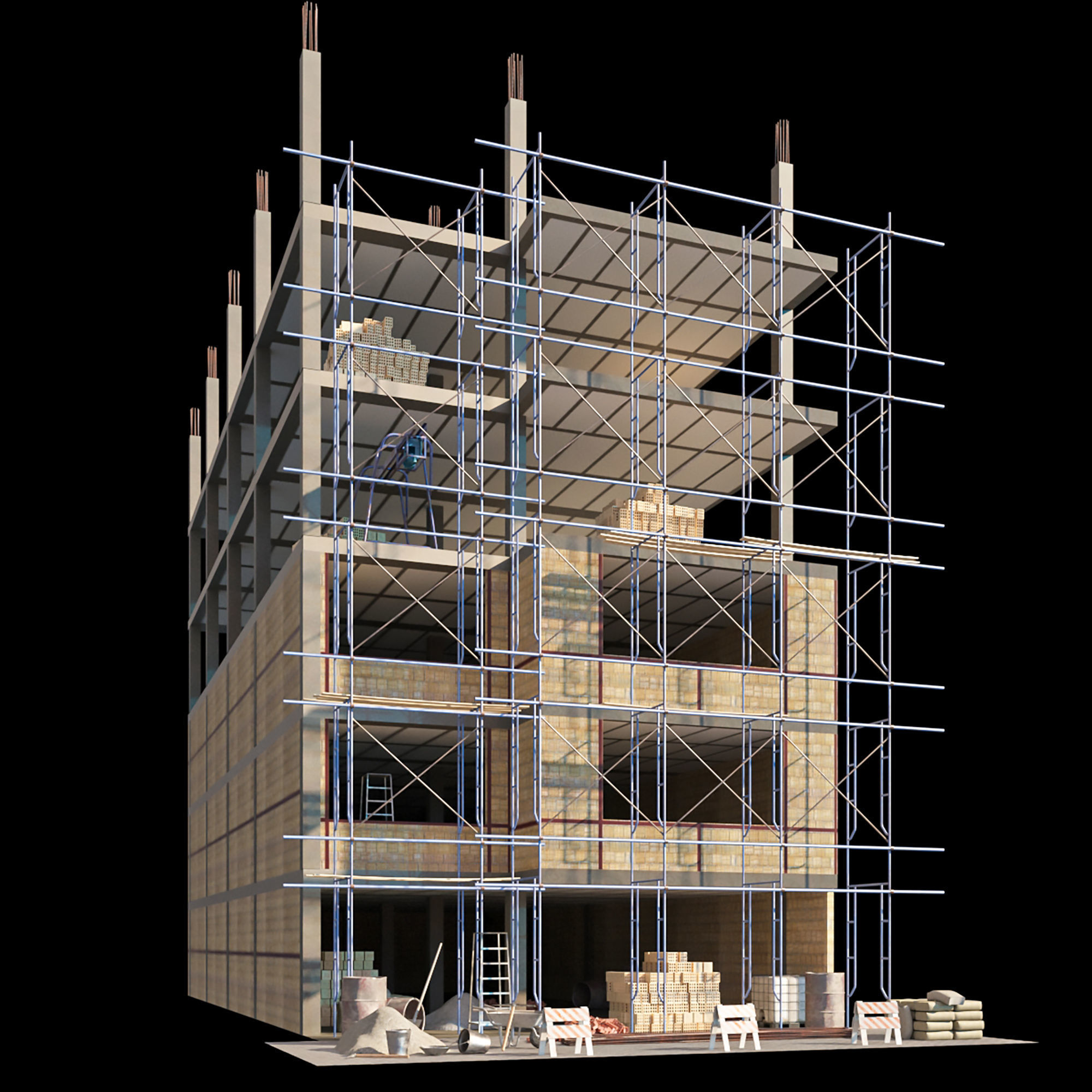 Modular Construction Site Full Bundle  Low-poly 3D model_4
