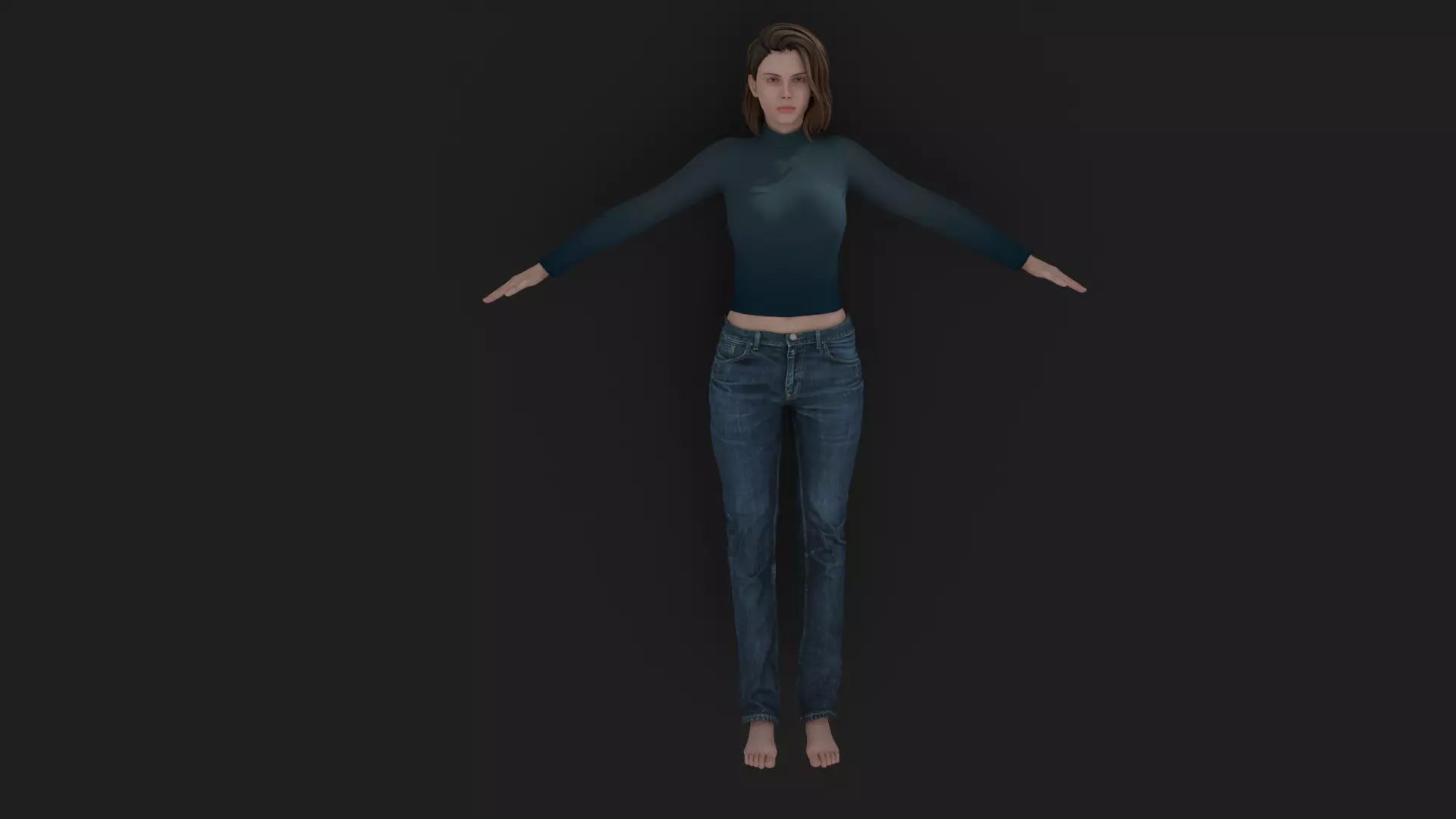 high poly rigged woman character Free 3D model_0