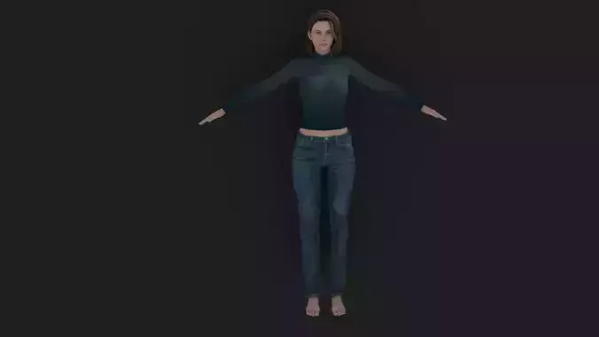 high poly rigged woman character Free 3D model