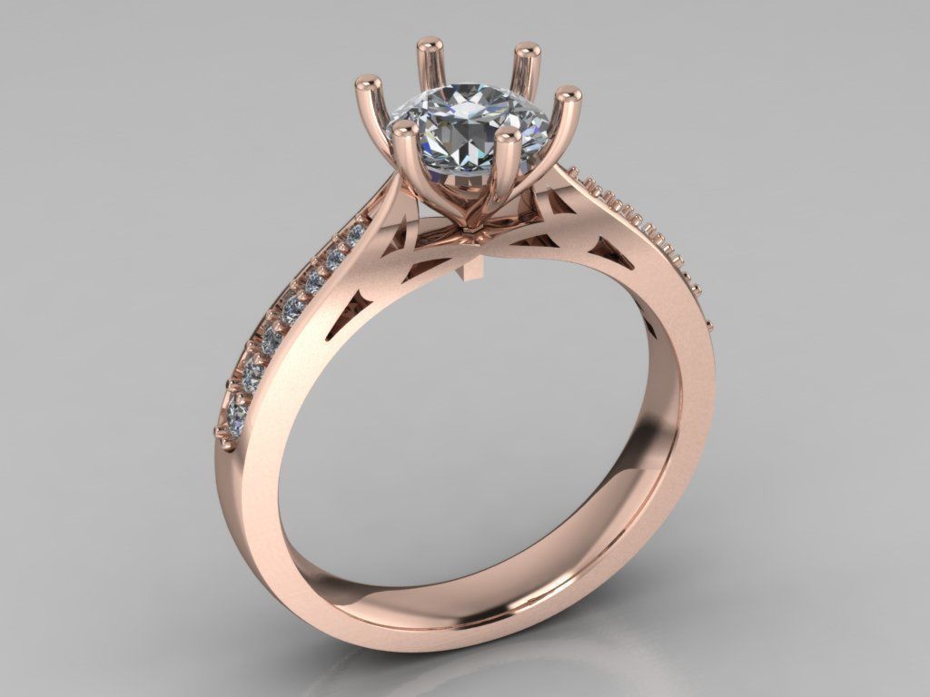solitaire wedding  ring  3D print model_6