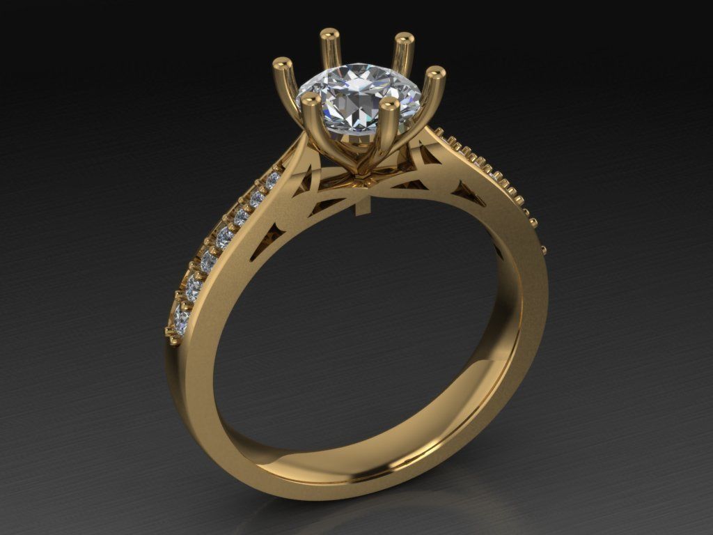 solitaire wedding  ring  3D print model_36