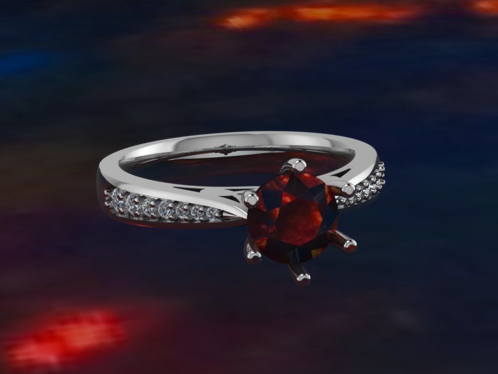 solitaire wedding  ring  3D print model_7