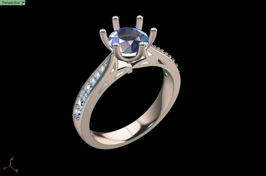 solitaire wedding  ring  3D print model_5