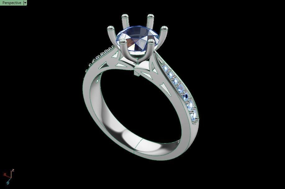 solitaire wedding  ring  3D print model_2