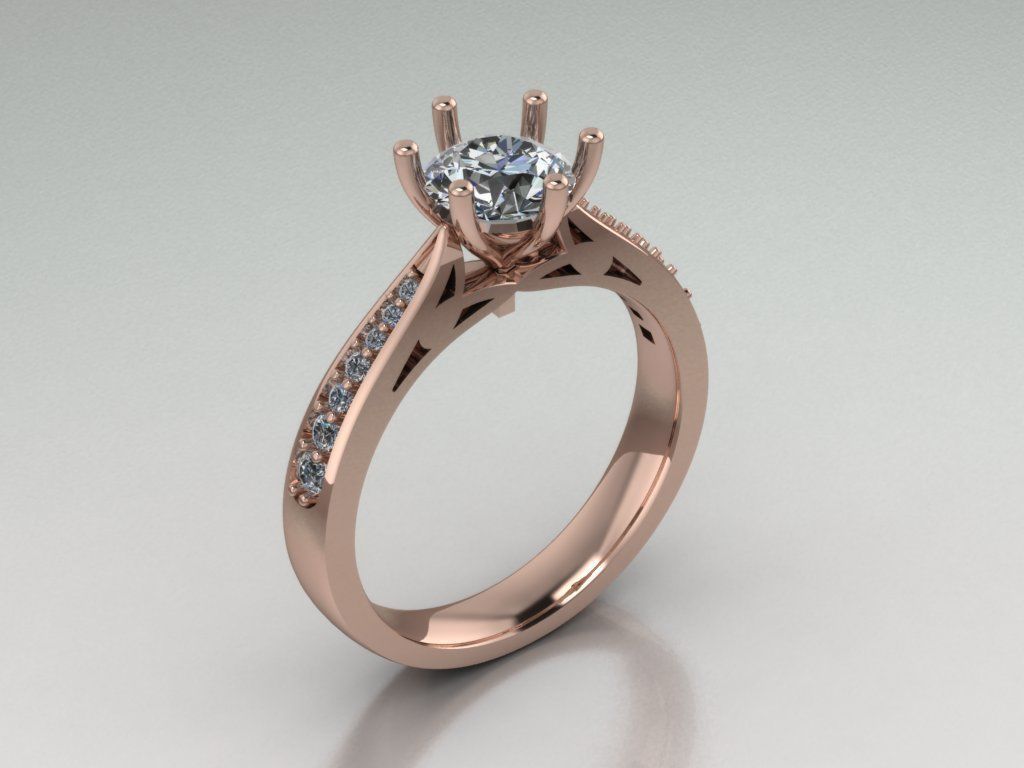solitaire wedding  ring  3D print model_4