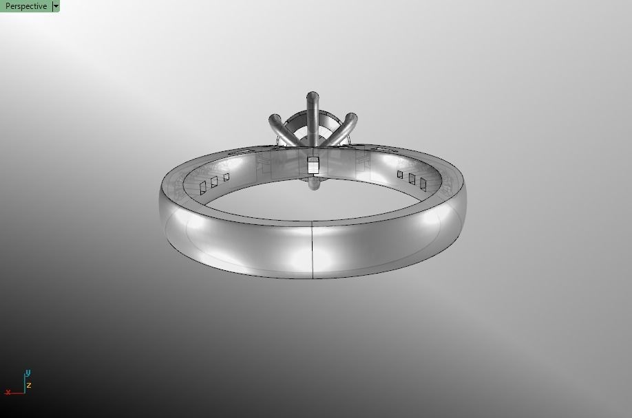 solitaire wedding  ring  3D print model_12