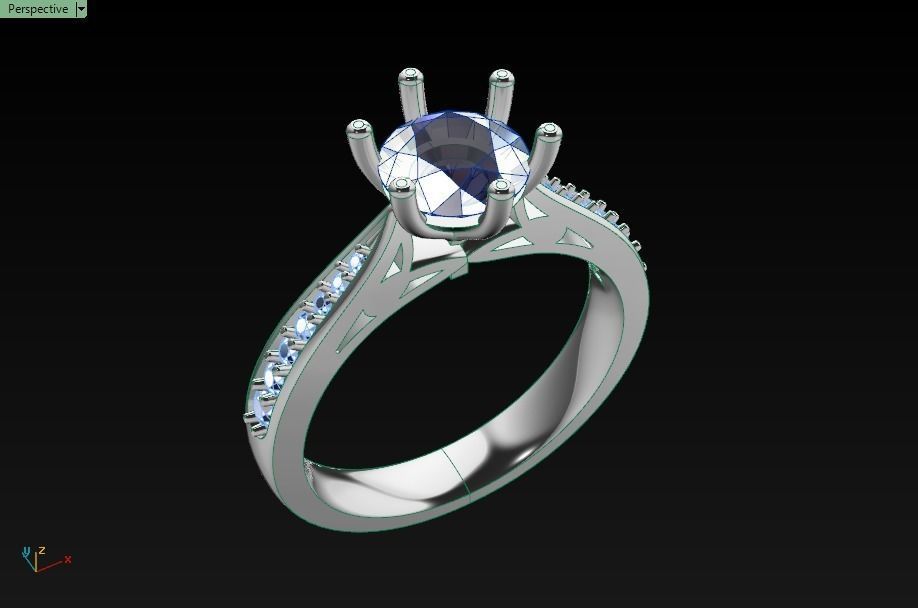 solitaire wedding  ring  3D print model_24
