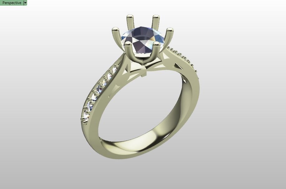 solitaire wedding  ring  3D print model_9