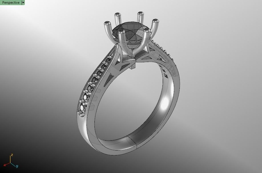 solitaire wedding  ring  3D print model_3