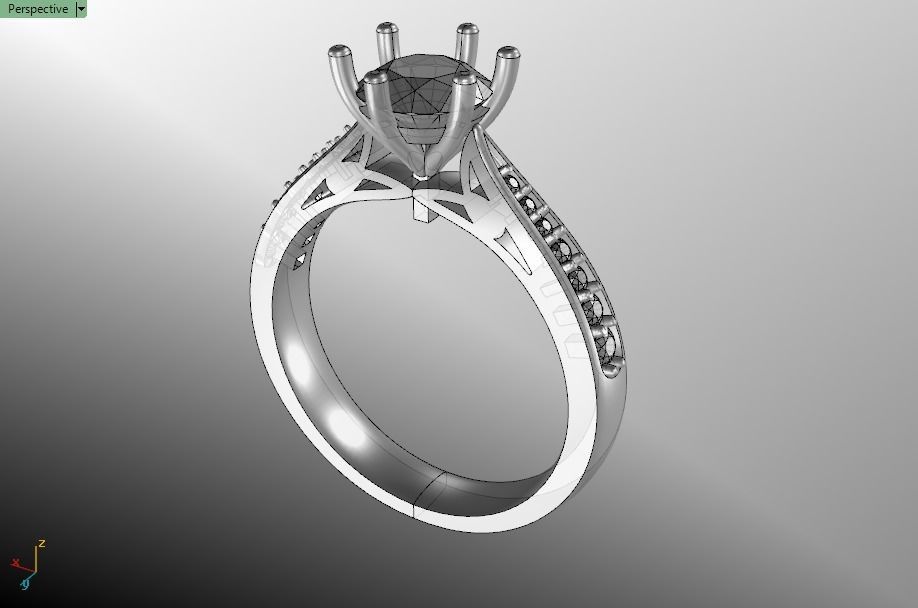 solitaire wedding  ring  3D print model_14